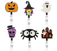 6Pcs / Pack Multi-Purpose Cartoon Halloween Retractable Badge Holder Set for Hospital Nurses Staff Factory Workers