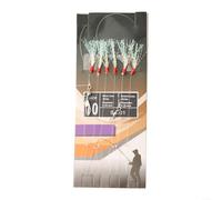 6pcs Pack Sabikis Soft Fishing Lure Rigs with Red Head Hooks, White Foil Flash, Lumi Beads Suitable for Mackerel and Herring Fishing (10#)