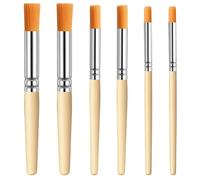 6Pcs Paint Brushes for Wood Wooden Stencil Brushes Set Natural Bristle Paint Template Brush for Stencil Painting, Acrylic, Oil, Watercolor, DIY Art Crafts, 3 Sizes