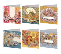 6PCS Palaces Diamond Painting Greeting Card Kit Diamond Art Greeting Cards Special Shaped Arts Crafts Wishes and Blessing for Mother's Day Easter Christmas Birthday Thanksgiving Day Holiday