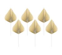 6Pcs Paper Palm Fan Cake Toppers, Palm Leaf and Spear Cupcake Toppers, Cream Color Cake Insert Decorations for DIY Cake Decorating, Home, Wedding, Party Decor, Crafts and Dessert Table Display