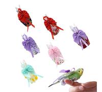 6pcs Parrot Diapers Reusable Bird Flight Suit with Bow Design, Adjustable Cotton Small Bird Diaper Harness for Budgies Parakeets Cockatiels XS-L(XS)