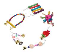 6pcs Parrot Wooden Hanging Ladder and Hammock for Cage Play | Colourful Cage Decoration, Chew and Balance Support, Wear Resistant Wood, Suitable for Parrots and Birds