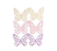 6Pcs Pastel Color Hollow-Out Butterfly Wall Sticker Blue Green Exquisite Paper 3D Butterfly Lace Handbook Decoration Supplies for Party Offices Bedroom Room Sticker Set(Color 2)
