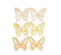6Pcs Pastel Color Hollow-Out Butterfly Wall Sticker Blue Green Exquisite Paper 3D Butterfly Lace Handbook Decoration Supplies for Party Offices Bedroom Room Sticker Set(Color 6)
