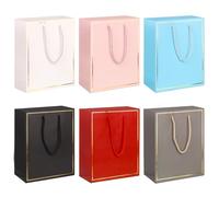 6pcs Pastel Gift Bag Bundle,Medium Size Gift Bags with Handle for Present,Pastel Blue, Pink, Red, Black, white,Grey for Christmas,Birthday,Easter,Bridal Showers,Any Occation (Pastel, Medium)