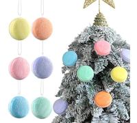 6Pcs Pastel Glittered Macaron Ornament Set, Candy Macaron Shape Christmas Tree Balls Ornaments for New Year Christmas Hanging Holiday Party Decorations (Mix 6 Assorted)