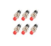 6Pcs PBS-110 7mm Round Button Momentary Self-Resetting Push Button Switch, Red/Yellow/Blue/Green/White/Black for DIY RC Toys, Electrical Control Circuit, Compatible with 3V-24V Systems