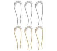 6pcs Pearl U Shaped Hair Pins in Zinc Alloy for Elegant Updos | Vintage Inspired Styling, Prevents Slipping, Medium Length Hair, Wedding Looks, Dancers and Occasions