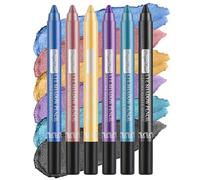 6PCS Pearlescent Eyeshadow Pencil Set,Metallic Shimmer Eyeshadow Stick Eyeliner Pencil with Sharpener,High Pigmented Eye Brightener Sticks,Waterproof Multichrome Cream Eyeshadow Sticks Makeup Set