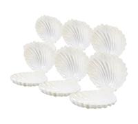 6pcs Pearlescent Seashell Candy Boxes Pp Shell Favor Boxes | White, Clam-shaped Design for Trinkets or Sweets, Portable Party Supplies for Special Occasions, Elegant Finish