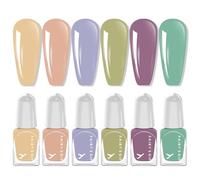 6Pcs Peel Off Nail Polish - Macaroon Pure Color Nail Varnish Sets - Water-Based Quick Drying Nail Polish Set All Seasons Art Salon Valentine's Day Gifts Manicure 2ML Mini Bottle