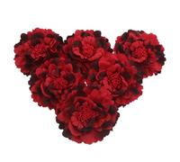 6pcs Peony Flower Hair Clips Burgundy Simulated Cloth Metal