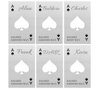 6PCS Personalised Bottle Openers Credit Card Size, Groomsmen Best Man Gifts for Wedding Bachelor Party, Stainless Steel Beer Bottle Opener, Spade A Silver