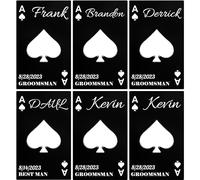 6PCS Personalised Bottle Openers Credit Card Size, Groomsmen Best Man Gifts for Wedding Bachelor Party, Stainless Steel Beer Bottle Opener, Spade A Black