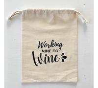 6PCS Personalized Hangover Recovery Kit Drawstring Bags,20 pcs Working Nine to Wine Natural Cotton Drawstring Treat Goodies Party Favour Bag
