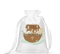 6PCS Personalized Hangover Recovery Kit Drawstring Bags,Noah's Ark Animals cross gift bags Christian Boy Girl 1st first Birthday party baby shower Baptism Christening decoration