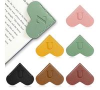 6Pcs Personalized Leather Heart Bookmark with Initial,26 A-Z Letters Cute Corner Book Mark for Reading,Book Page Accessories for Women, Book Lovers, Teachers, Students Gifts