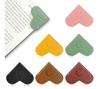 6Pcs Personalized Leather Heart Bookmark with Initial,26 A-Z Letters Cute Corner Book Mark for Reading,Book Page Accessories for Women, Book Lovers, Teachers, Students Gifts