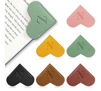 6Pcs Personalized Leather Heart Bookmark with Initial,26 A-Z Letters Cute Corner Book Mark for Reading,Book Page Accessories for Women, Book Lovers, Teachers, Students Gifts