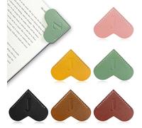 6Pcs Personalized Leather Heart Bookmark with Initial,26 A-Z Letters Cute Corner Book Mark for Reading,Book Page Accessories for Women, Book Lovers, Teachers, Students Gifts