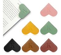 6Pcs Personalized Leather Heart Bookmark with Initial,26 A-Z Letters Cute Corner Book Mark for Reading,Book Page Accessories for Women, Book Lovers, Teachers, Students Gifts