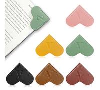 6Pcs Personalized Leather Heart Bookmark with Initial,26 A-Z Letters Cute Corner Book Mark for Reading,Book Page Accessories for Women, Book Lovers, Teachers, Students Gifts