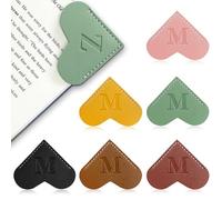6Pcs Personalized Leather Heart Bookmark with Initial,26 A-Z Letters Cute Corner Book Mark for Reading,Book Page Accessories for Women, Book Lovers, Teachers, Students Gifts