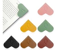 6Pcs Personalized Leather Heart Bookmark with Initial,26 A-Z Letters Cute Corner Book Mark for Reading,Book Page Accessories for Women, Book Lovers, Teachers, Students Gifts