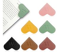 6Pcs Personalized Leather Heart Bookmark with Initial,26 A-Z Letters Cute Corner Book Mark for Reading,Book Page Accessories for Women, Book Lovers, Teachers, Students Gifts