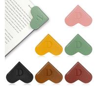6Pcs Personalized Leather Heart Bookmark with Initial,26 A-Z Letters Cute Corner Book Mark for Reading,Book Page Accessories for Women, Book Lovers, Teachers, Students Gifts