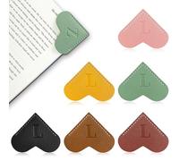 6Pcs Personalized Leather Heart Bookmark with Initial,26 A-Z Letters Cute Corner Book Mark for Reading,Book Page Accessories for Women, Book Lovers, Teachers, Students Gifts
