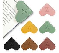 6Pcs Personalized Leather Heart Bookmark with Initial,26 A-Z Letters Cute Corner Book Mark for Reading,Book Page Accessories for Women, Book Lovers, Teachers, Students Gifts