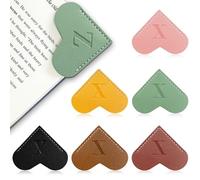 6Pcs Personalized Leather Heart Bookmark with Initial,26 A-Z Letters Cute Corner Book Mark for Reading,Book Page Accessories for Women, Book Lovers, Teachers, Students Gifts