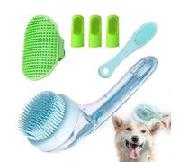 (6PCS) Pet Bath Set - Dog Bath Brush, Cat Chin Cleaning Brush, Dog Toothbrush, Adjustable Glove Massage Brush for Dogs & Cats (Long & Short Hair) (Blue)