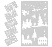 6pcs PET Drawing Stencils Reusable Hollow Out Painting Templates | Silver Finish, Comfortable to Touch Pet, for Greeting Cards and Schedules, Washable Use Repeatedly
