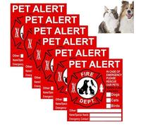 6Pcs Pet Inside Sticker Emergencys, Pet Alert Safety Fire Rescue Sticker, NO Adhesive, Removable, UV Resistant, Markable Bright Colorful Static Cling Window Decals Sign Save Our Cat And Dogs In A Fire