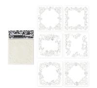 6Pcs PET Stencils 5x5Inch, Yingying Among Flowe | PET Drawing Templates for Scrapbooking, Wall Art, Home Decoration, Card Making, Journal