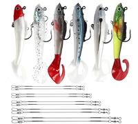 6pcs Pike Lures with 10cm 15cm 20cm 25cm 30cm Wire Traces, Fishing lure Accessories, Silicone Pike Fishing Lures with Hooks, Perch Lures for Freshwater Saltwater