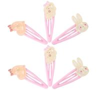 6pcs Pink Metal Snap Hair Clips for Kids and Little Girls