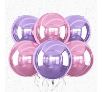 6Pcs Pink purple Round Foil Balloons,Giant 4D Round Ball Balloon,22 Inch Metallic Pink purple Balloons for Birthday Wedding Prom Party Decorations