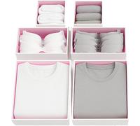 6pcs Pink/White Large Drawer Organisers Divider Drawer Dividers Clothes Storage Bedroom Drawers Wardrobe Organiser Storage Organizer Clothing & Wardrobe Storage Solutions
