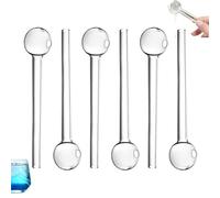 6PCS Pipe Oil Burner Male Glass Tubes,Borosilicate Drinking Straws,Glasses Straws with Ball-Shaped,Clear Thick & Heat Resistant Oils Pipe,Portable Clear Oils Pipes for Travel and Relaxation