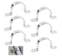 6PCS Pipe Strap Clamp, Ø 50 MM Stainless Steel Heavy Duty U Bracket with 2 Holes, 50mm Metal Pipe Mounting Brackets, Rust Resistant Conduit Clamps for Plumbing, Electrical, and DIY Projects