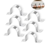 6PCS Pipe Strap Clamp, Ø 50 MM Stainless Steel Heavy Duty U Bracket with 2 Holes, Metal Pipe Mounting Brackets, Rust Resistant Conduit Clamps for Plumbing, Electrical, Garden, DIY Projects