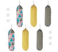 6Pcs Plastic Bag Holders Hanging Grocery Bags Dispenser Free Adjustment Trash Bag Storage Dispenser Reusable Waterproof Shopping Bags Holder for Home Kitchen