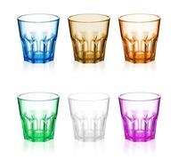 6Pcs Plastic Drinking Glasses, XJMWXHFC Acrylic Glasses Drinkware, Unbreakable Tumblers Drinking Glass, Multi-color Cups Reusable Glassware for Kitchen Cocktail Picnic Party Juice Whiskey Wine (160ml)