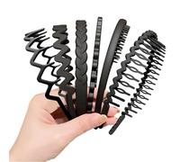 6Pcs Plastic Headband With Teeth Black, Non-Slip Wavy Teeth Design, 90s zig zag hair band, Multi-Style for Women, Girls & Men, Ideal for Sports Workouts, Keeping Hair Tidy on Busy Days