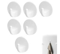 6Pcs Plastic Hooks Self Adhesive Not Easy to Break White Sticky Hook Removable Stable to Paste Stick on Wall Hooks for Hanging Coat Cloth Towel Key Multi Purpose for Bathroom Office Closet Glass