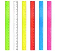6Pcs Plastic Ruler 30cm/12in Shatterproof Colorful Transparent Straight Measuring Rulers 30 cm Multipack Long Clear Coloured Rulers Set for Kids School Supplies Gift Office